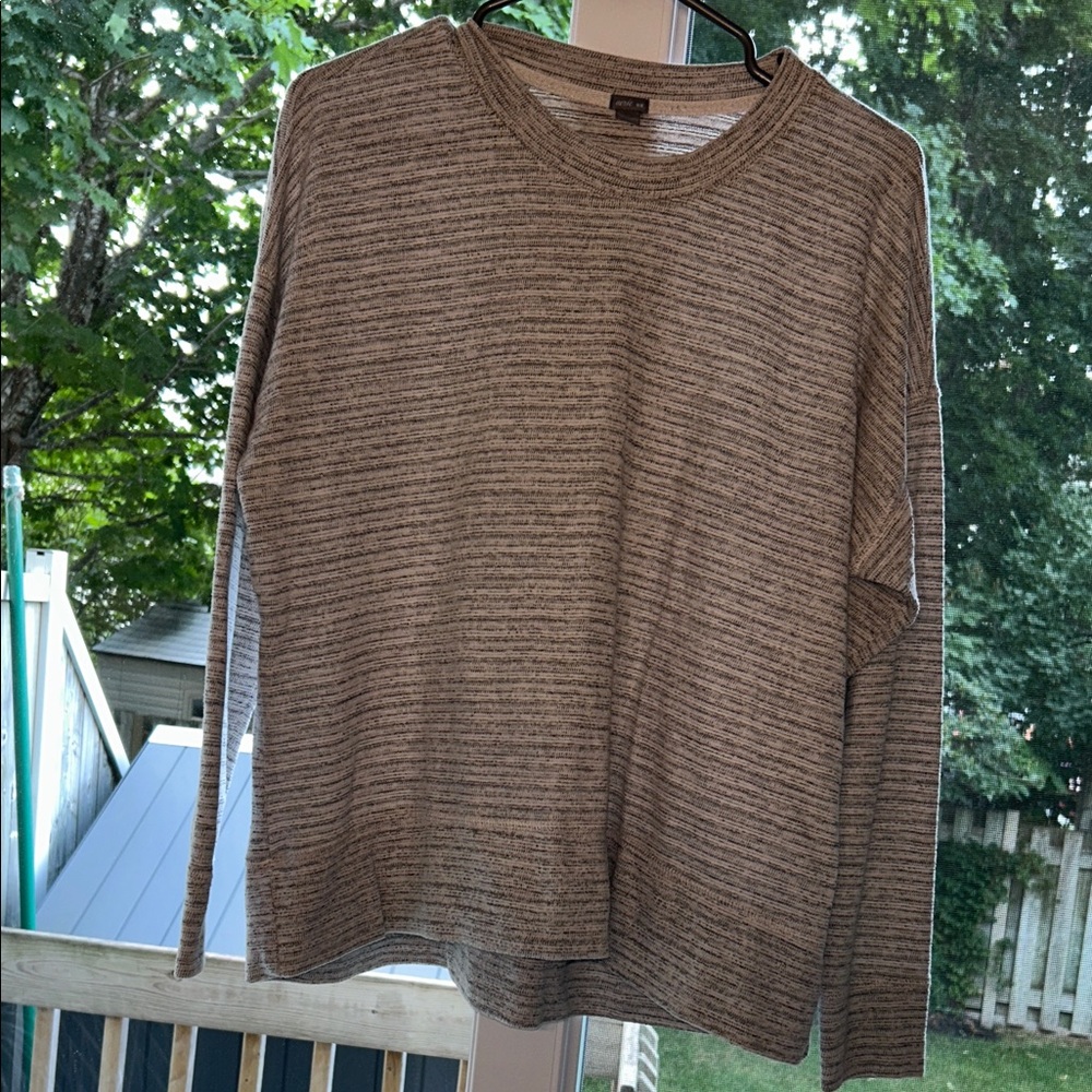 Aerie Grey and Cream Striped Sweater